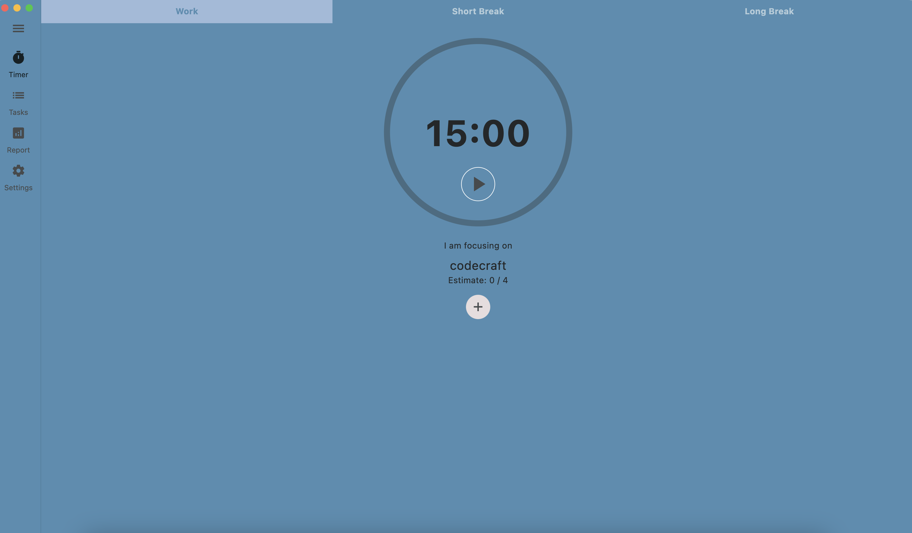 Customizable Pomodoro interface